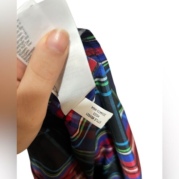 J.Crew Collection embellished cropped button-up shirt Stewart tartan cotton 8 - Picture 6 of 7